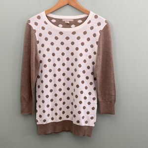 Banana Republic Polka Dot Sweater Brown Lightweight Cotton Blend Womens Small